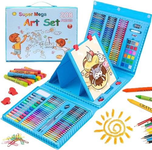 KIT MINIARTISTA 208 PIEZAS + ROLLO DE DIBUJO PARA NIÑOS