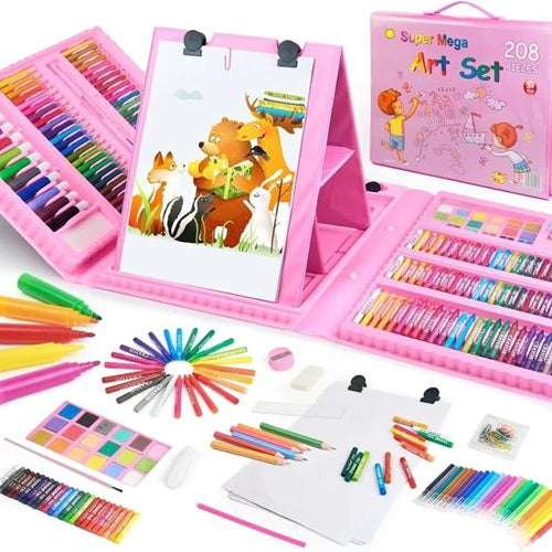 KIT MINIARTISTA 208 PIEZAS + ROLLO DE DIBUJO PARA NIÑOS